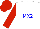 Silk - White, red and blue 'mx2', blue 'm' on red sleeves, red cap