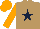 Silk - Light brown, dark blue star, orange sleeves, orange cap