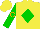 Silk - Yellow, green diamond, green sleeves, orange circle