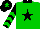 Silk - Bright green, black star, collar and sleeves, b green chevrons, black cap, bright green star