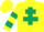 Silk - Yellow, Dark Green Cross of Lorraine, Yellow and Dark Green hooped sleeves