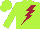 Silk - Lime green, maroon lightning bolt, maroon 'rr' on back