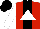 Silk - Red, white triangle on black panel, white sleeves, black cap