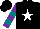 Silk - Black, white star, purple and teal hooped sleeves