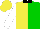 Silk - Yellow and green halved, black collar, white sleeves, yellow cap
