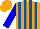 Silk - Orange and royal blue stripes, blue sleeves