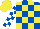 Silk - Royal blue & yellow check, royal blue & white check sleeves, yellow cap