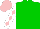 Silk - Green, white sleeves, pink diamonds, pink cap