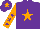 Silk - Purple, orange star, orange sleeves, purple stars, purple cap, orange star