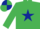 Silk - Emerald Green, Dark Blue star, quartered cap