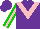 Silk - Purple, pink chevron, pink stripe on green sleeves, purple cap