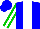 Silk - Blue, white stripe, white stripe on green sleeves