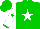Silk - Green, white star, green star and cuffs on white sleeves, green cap