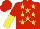 Silk - Red, yellow stars, red and yellow halved sleeves, red cap