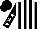 Silk - White and black stripes, black sleeves, white stars, black cap