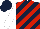 Silk - Dark blue, red diagonal stripes, white sleeves, red rn on dark blue cap