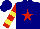 Silk - Navy, red star, yellow bars on red sleeves, navy cap