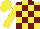 Silk - Yellow, burgundy blocks, yellow cap