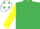 Silk - EMERALD GREEN, yellow sleeves, white cap, emerald green spots
