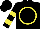 Silk - Black, yellow circle 'rr' on back, yellow bars