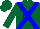 Silk - Forest green, blue 'md,' blue cross sashes, forest green cap
