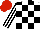 Silk - White and black check, striped sleeves, red cap