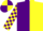 Silk - Purple and Yellow (halved), checked sleeves, quartered cap