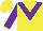 Silk - Yellow, purple chevron, yellow cuffs on purple sleeves, yellow cap
