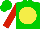 Silk - green, yellow disc,  red sleeves