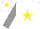 Silk - white, yellow star, grey sleeves, white cap, yellow star