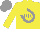 Silk - Yellow, grey 'rr' and horseshoe, grey 'rr' on sleeves, yellow cap