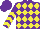 Silk - Purple, yellow diamonds, yellow chevrons on purple slvs