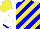Silk - Yellow & blue diagonal stripes, blue cuffs on white slvs