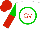 Silk - White, red 'gv' in green circle, green and red halved sleeves, red cap