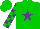 Silk - Green, purple star, purple blocks on sleeves