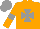 Silk - Orange, grey maltese cross, grey armlets and cap