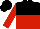 Silk - Black and red halved horizontally, red sleeves, black cap