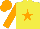 Silk - Yellow, orange star, orange sleeves and cap