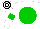 Silk - White, green disc, green hoop on sleeves, white cap, black hoops