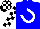 Silk - Blue, white horseshoe, black and white blocks on sleeves, black and white blocks on cap