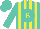 Silk - Turquoise and yellow stripes, yellow 'b' on turquoise ball