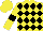 Silk - Yellow body, black three diamonds, yellow arms, black armlets, yellow cap