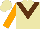 Silk - Tan, brown V, orange sleeves