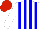 Silk - White, blue stripes, red 'dc, white cap