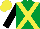 Silk - Emerald green, yellow cross sashes, black sleeves, yellow cap