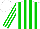 Silk - White, green stripes, green stripes on sleeves, white cap