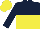 Silk - Dark blue and yellow halved horizontally, dark blue sleeves, yellow cap