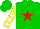 Silk - Green, red star, white stars on yellow sleeves