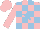Silk - Pink, light blue blocks, light blue star on pink cap