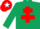 Silk - DARK GREEN, red cross of lorraine, red cap, white green star